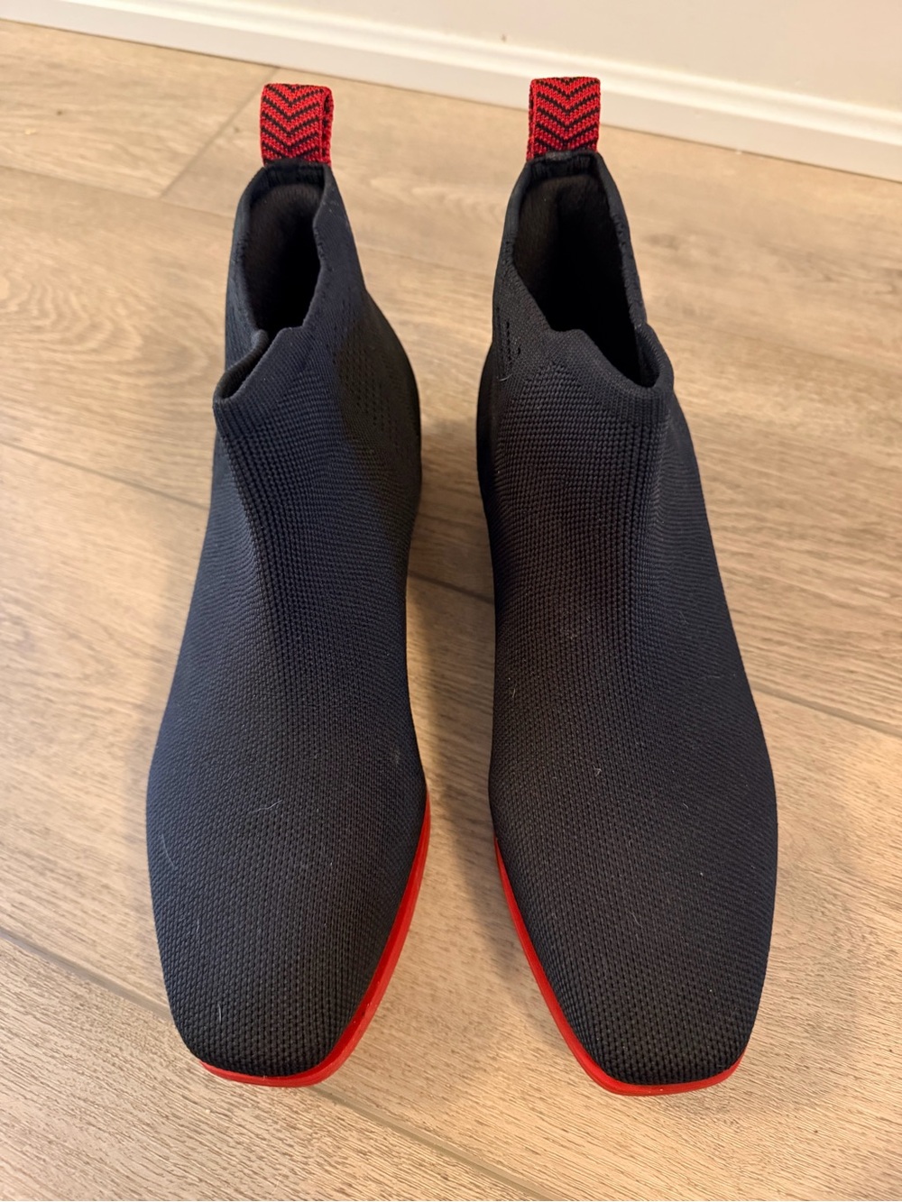 VIVAIA Black Knit Sock Ankle Boots Red Sole | EU 38 / US 7.5-8